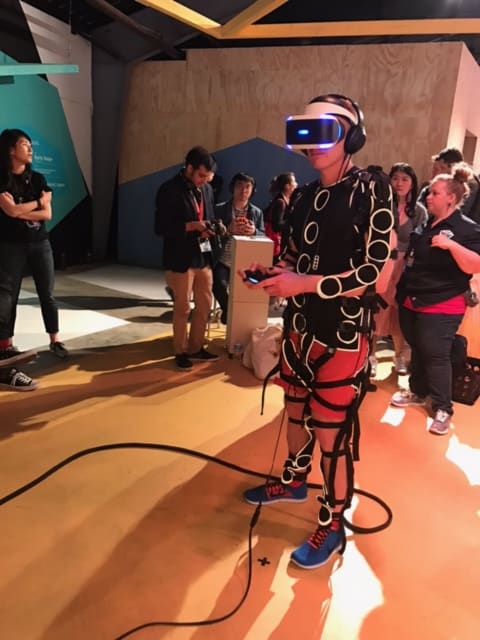 Simon wearing the Rez infinite Synesthesia suit