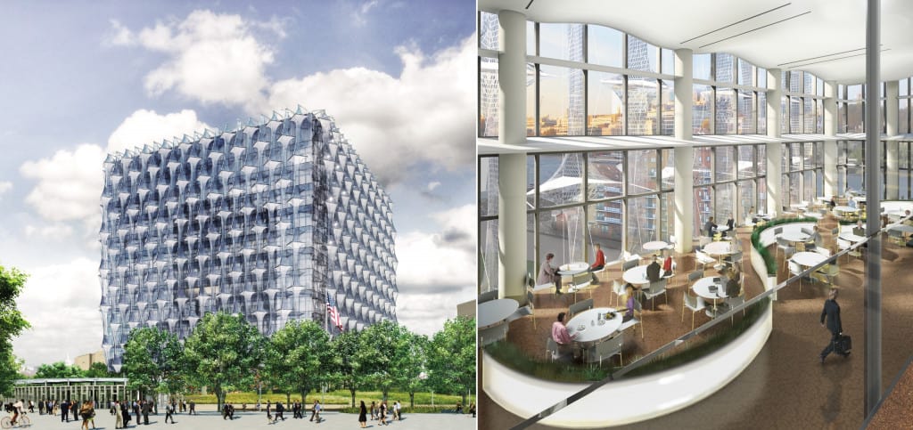Collage of designs for the new US Embassy building by Kieran Timberlake