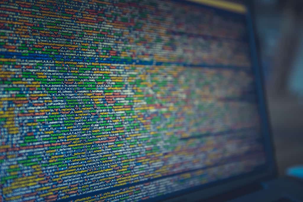 R&D in software around data represented in code on a computer screen